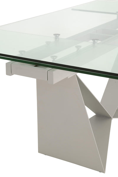 Modern 71" - 107" Glass & Matte Gray Steel Conference Table