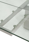Modern 71" - 107" Glass & Matte Gray Steel Conference Table