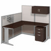 65" L-Shaped Cubicle Workstation with Storage in Mocha Cherry