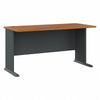 60" Modern Executive Desk in Natural Cherry & Slate