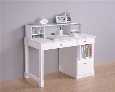 48" Solid Wood Desk with Optional Hutch in White