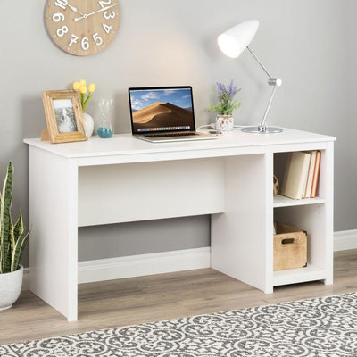 56" White Classic Desk with 2 Shelves