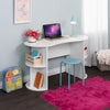 48" White Rounded Student Desk with Built-in Storage