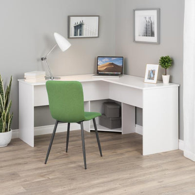 56" L-Shaped Desk with Corner Storage in White