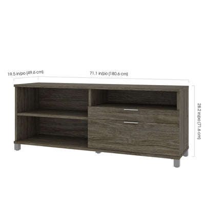 Modern 71" Credenza with File Drawer in Walnut Gray