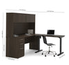 71" Dark Chocolate Desk with Hutch & Standing Desk Section