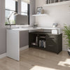 56" X 44" Unique Petite Corner Desk with Credenza in White & Deep Gray
