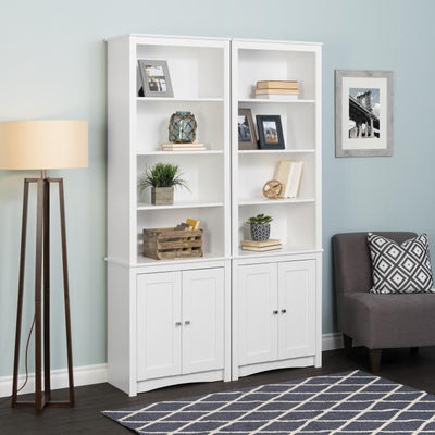 26" Modular Bookcase in White with Cabinet