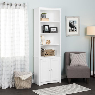 26" Modular Bookcase in White with Cabinet