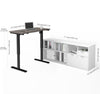 48" Bark Gray Standing Desk with White Credenza