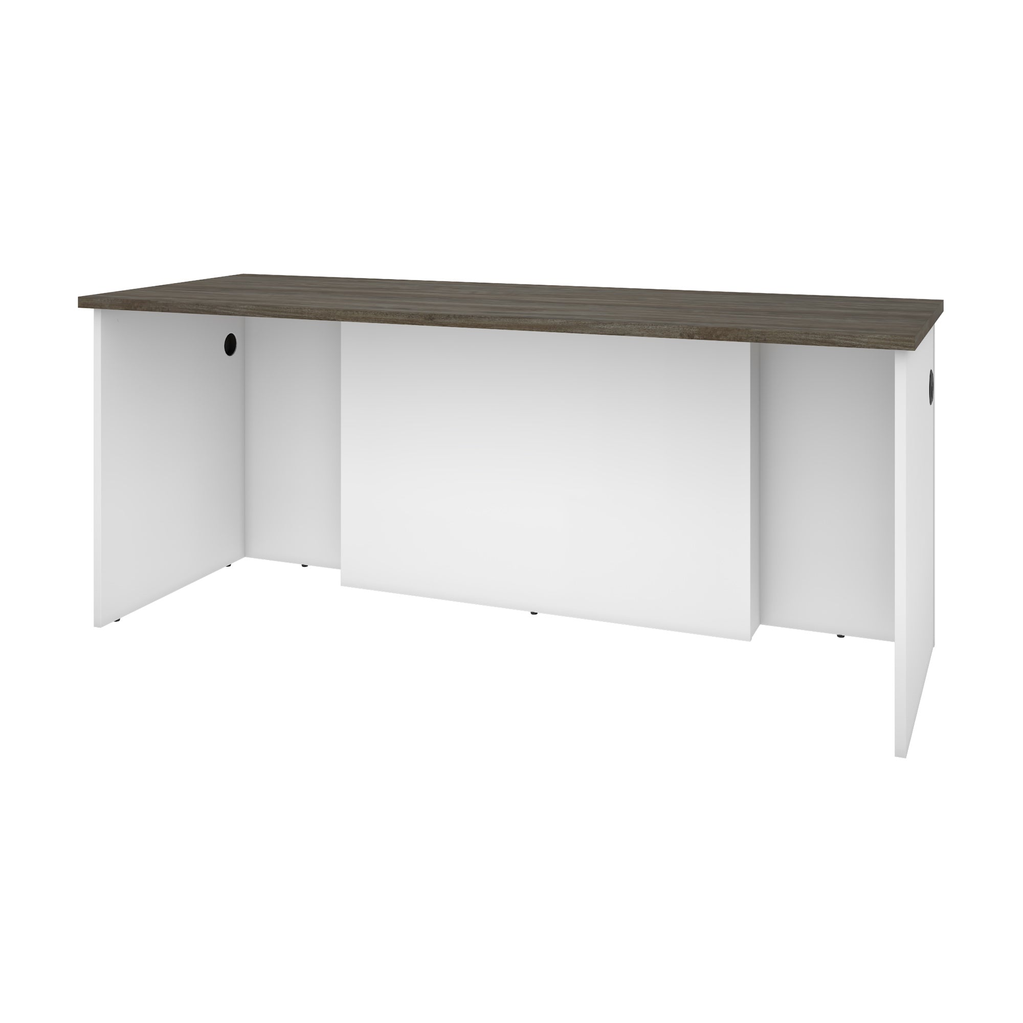 71" White & Walnut Gray Premium Executive Desk