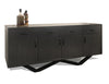 80" Dark Gray Oak Matte Storage Credenza with Black Steel Base