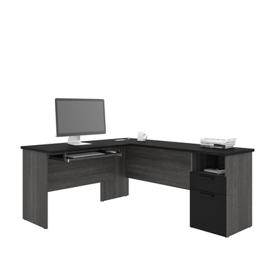 Bark Gray & Black Modern L-shaped Desk