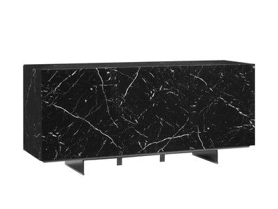 59" Black Marbled Glass Credenza