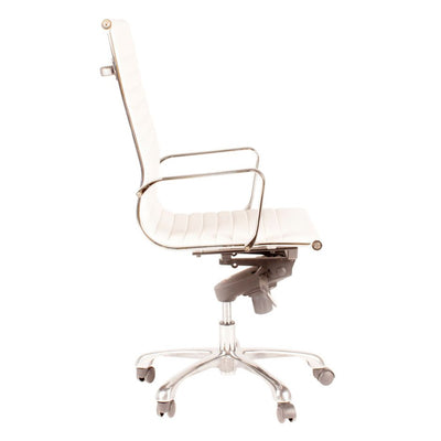 Multi-Position Tilt-Locking High Back Conference Chair in White (Set of 2)
