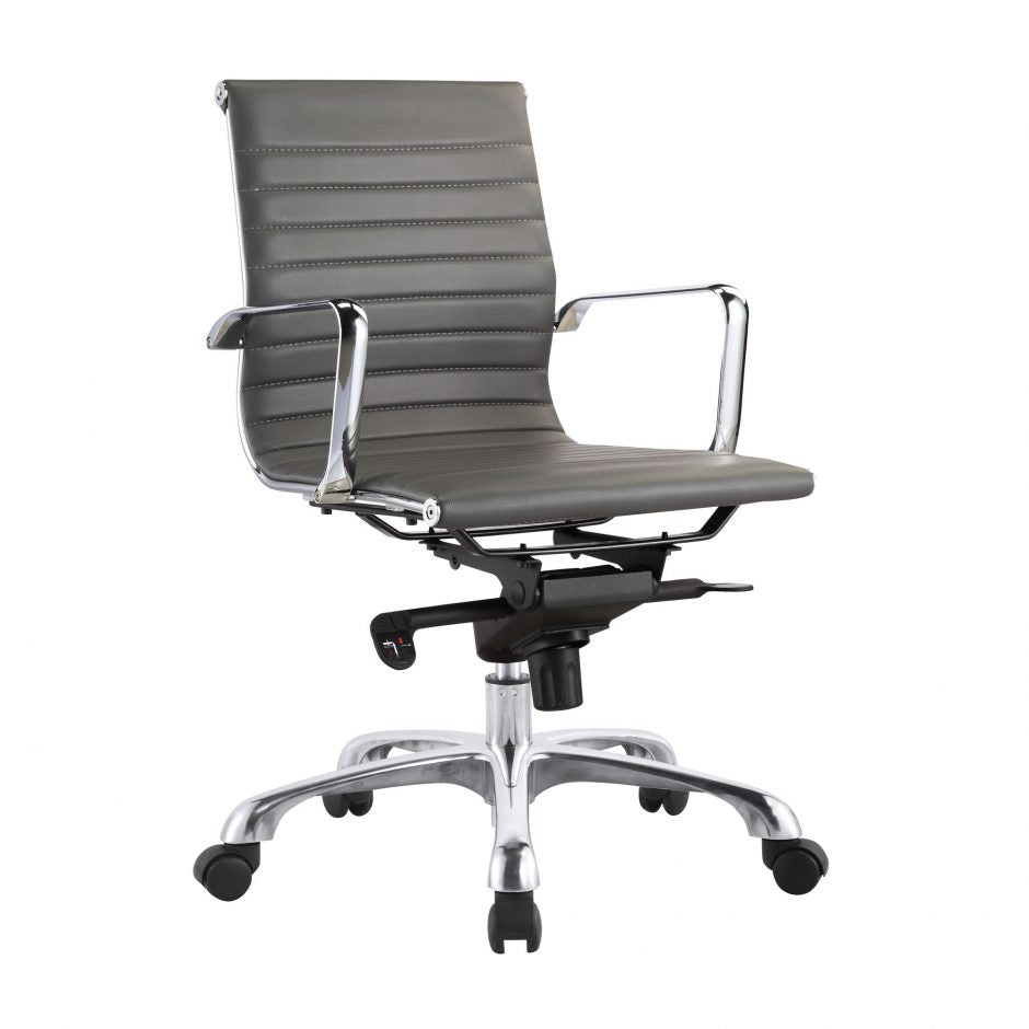Multi-Position Tilt-Locking Low Back Conference Chair in Gray (Set of 2)