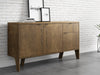 55" Walnut Credenza with Asymmetrical Legs