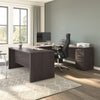 65" U-Shaped Desk in Charcoal Maple with Full Modesty Panels