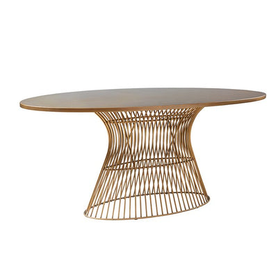 70" Birch Veneer Oval Meeting Table with Golden Bronze Base