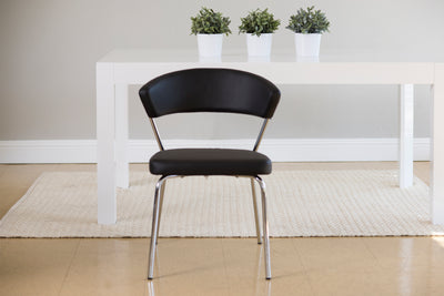 Black Leatherette Guest or Conference Chair w/ Curved Back (Set of 4)