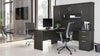 71" Elegant Dark Gray Woodgrain L-Desk with Hutch