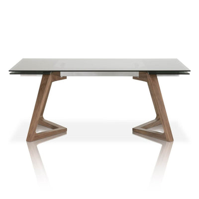 Modern 71 - 103" Conference Table with Chic Walnut Frame & Smoked Gray Glass Top