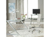 White Leather High Back Office Chair with Chromed Steel Frame