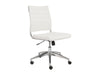 Modern White Leather Armless Office Chair with Chrome Base