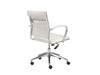 White Leather Low Back Office Chair with Chromed Steel Frame