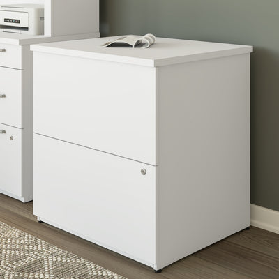 28" Lateral File with 2 Drawers in Sleek White