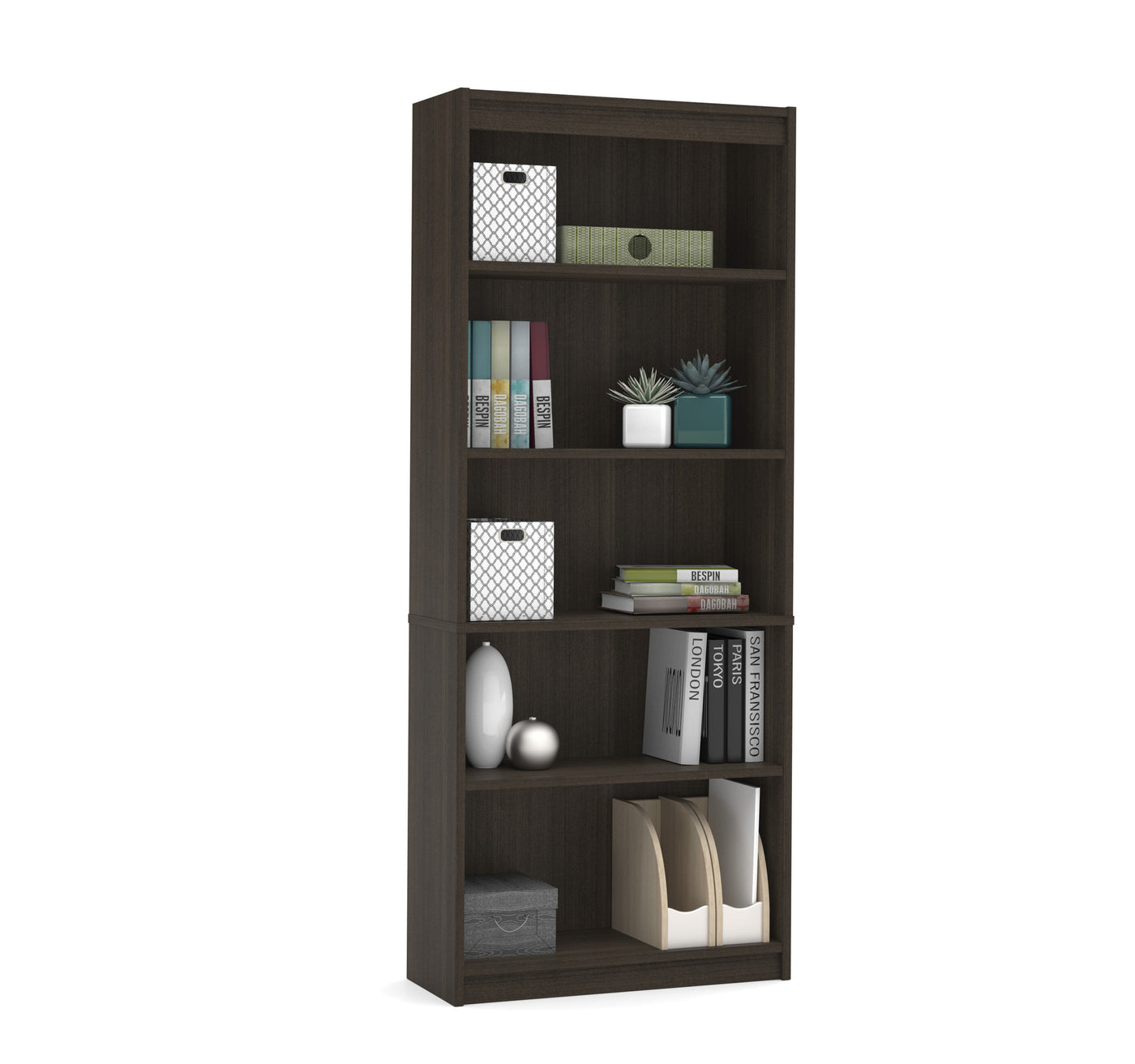 Premium 72" Five Shelf Bookcase in Dark Chocolate from Bestar