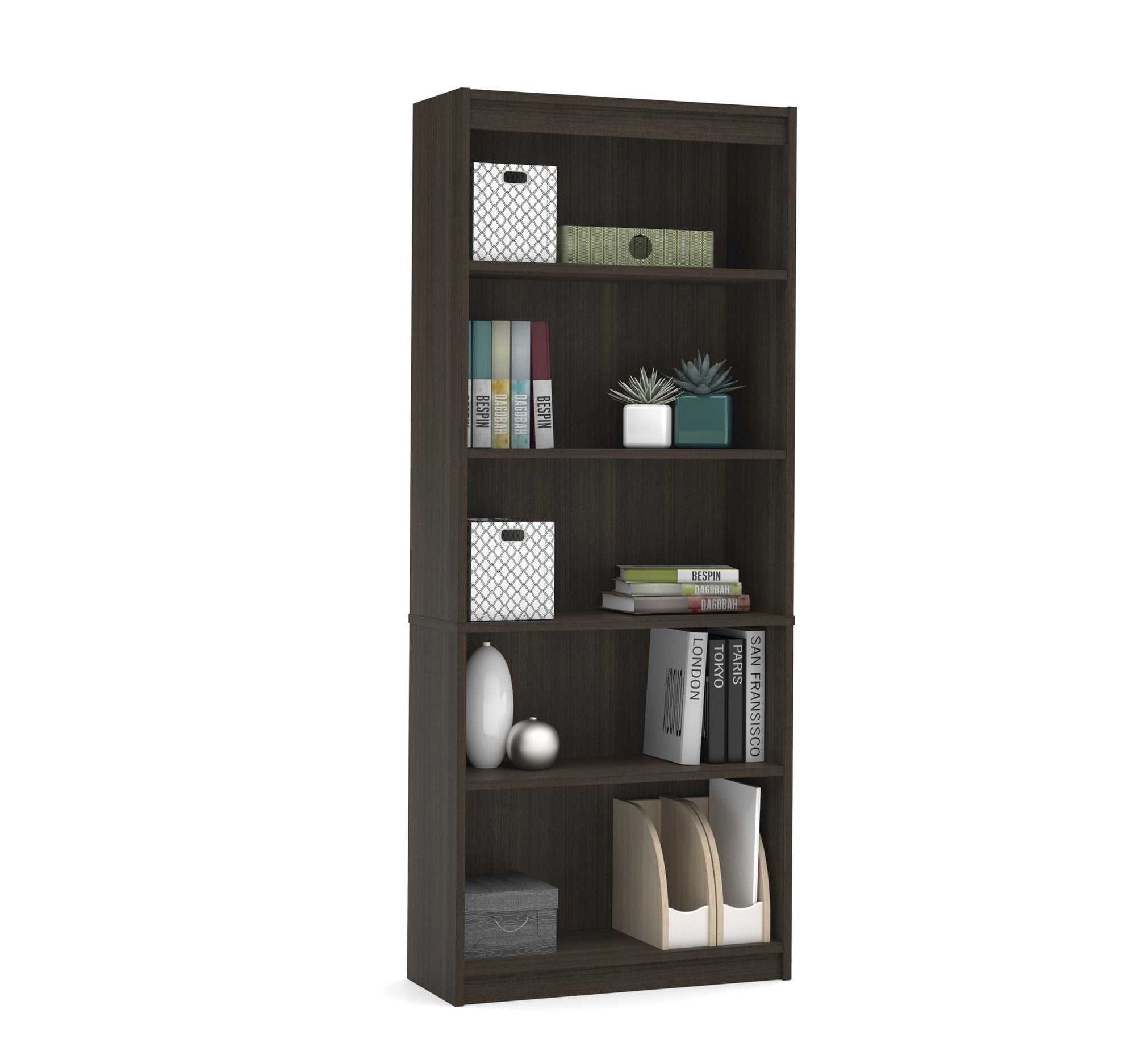 Premium 72" Five Shelf Bookcase in Dark Chocolate from Bestar