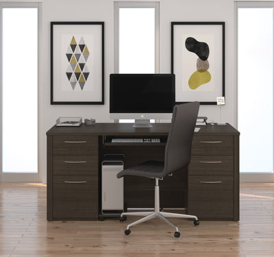 Dark Chocolate 66" Double Pedestal Contemporary Executive Desk