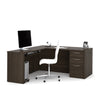 Modern L-shaped Desk in Dark Chocolate Finish