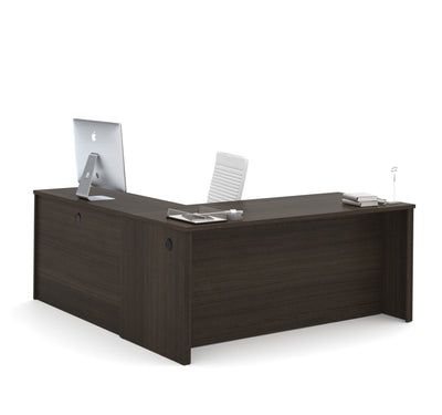 Modern 71" x 76" L-shaped Desk in Dark Chocolate Finish