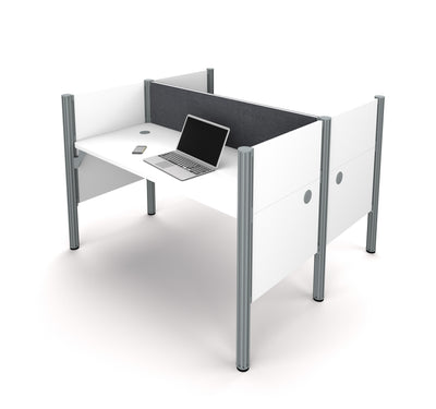 Pro-Biz Face-to-Face Desk in White with Gray Tack Board