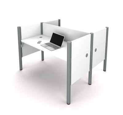 Premium White Face-to-Face Double Workstation