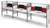 White Triple Workstation with 55" Privacy Panel & Red Tack Board