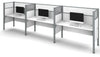 Premium White Three-Desk Workstation with 55" Privacy Panels
