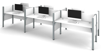 Premium Pro-Biz Six-Desk Workstation in White