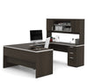 U-shaped Desk in Dark Chocolate with Nickel Accents