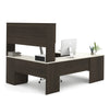 Modern U-shaped Desk in Dark Chocolate & White Finish