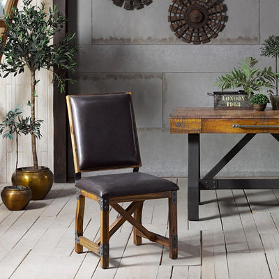 Chocolate Faux Leather & Wood Office Chair