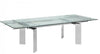 78" - 106" Modern Glass Conference Table with Angled Chrome Legs