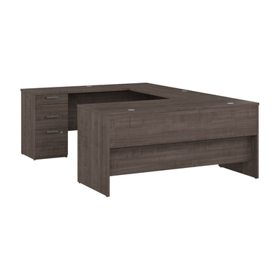 65" Gray Maple U-Shaped Desk
