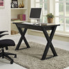 48" Black Modern X-Frame Desk with Drawer & Glass Top