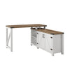 52" Rustic Oak & White L-Desk with Barn Doors