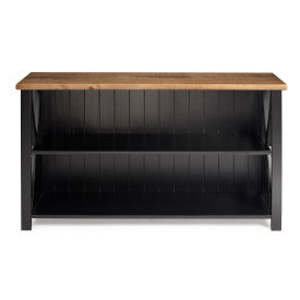52" Black & Rustic Oak Solid Wood Farmhouse Credenza