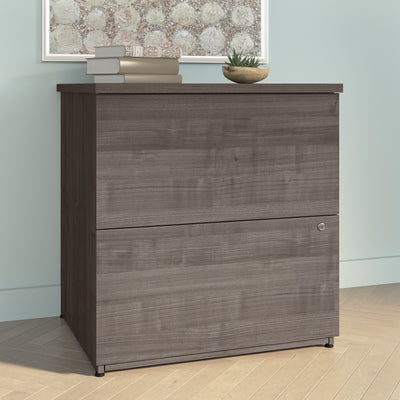 65" Gray Maple Desk with Three Drawers