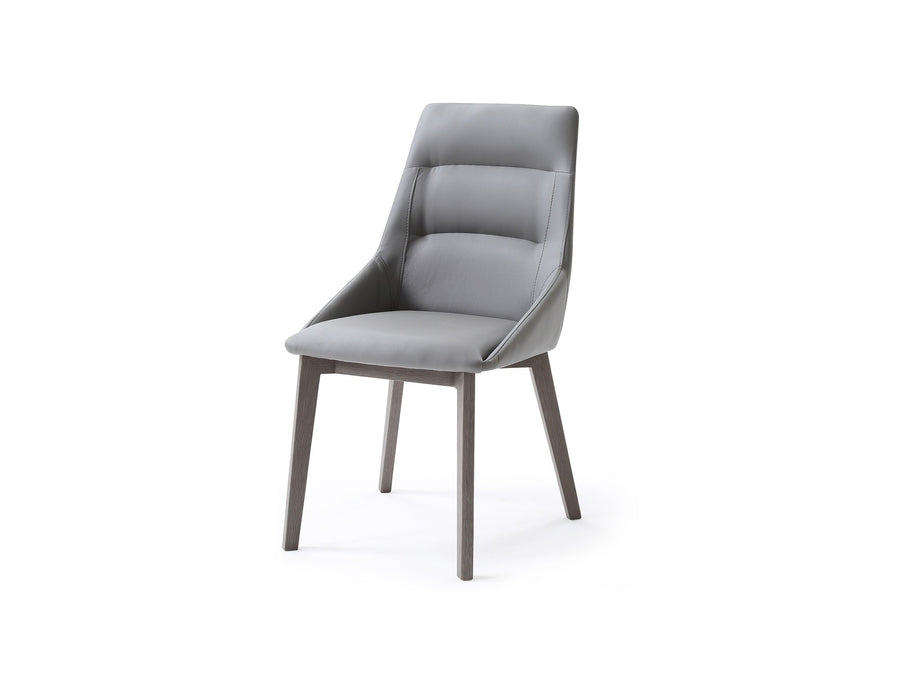 Modern Gray Leather Conference Chair with Gray Wood Base (Set of 2)